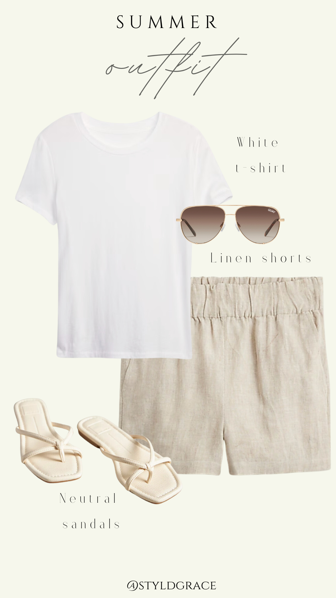 Styl'd Grace Blogger Brittainy Lemelle summer outfit: white t shirt and linen shorts