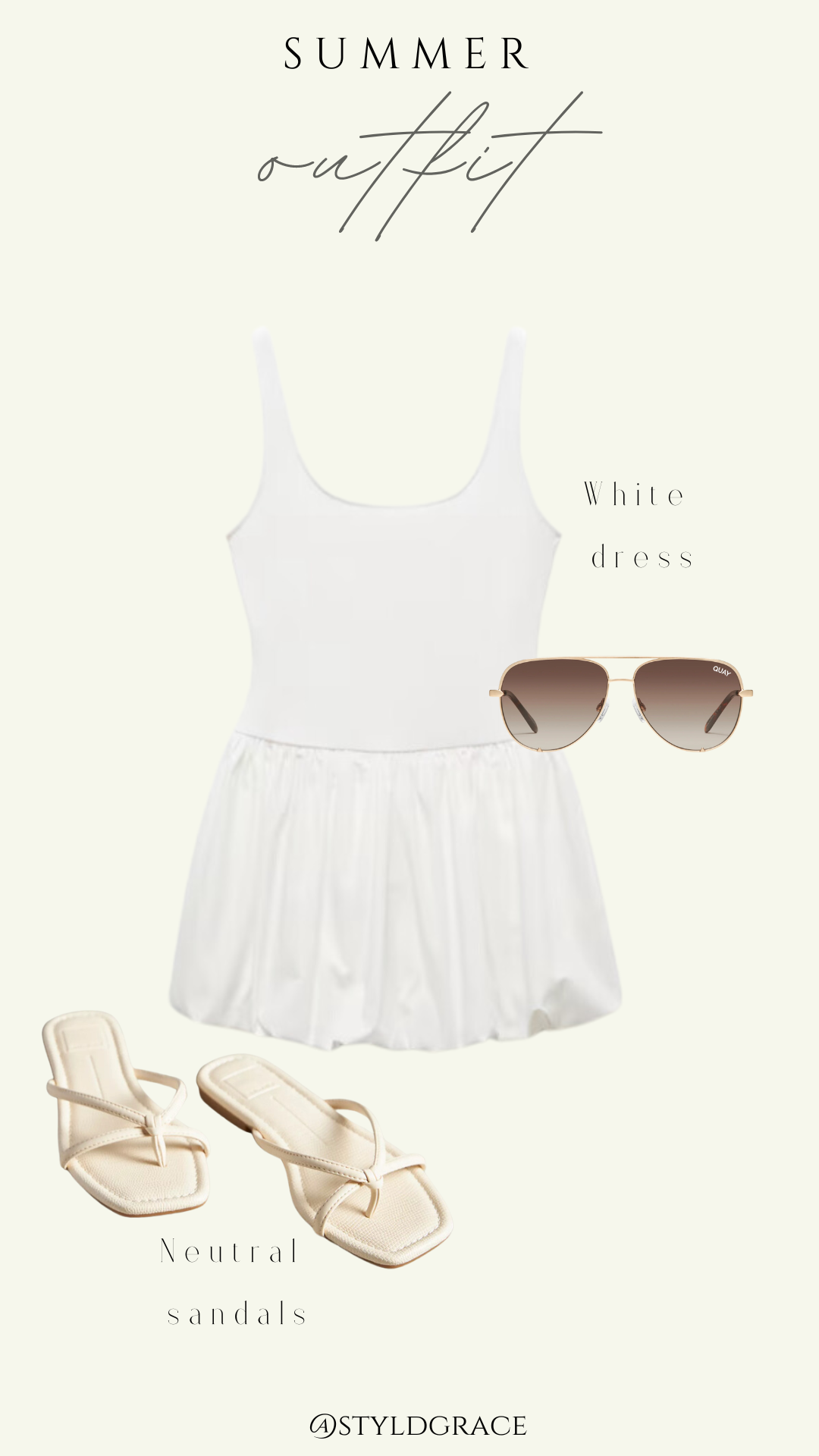 Styl'd Grace Blogger Brittainy Lemelle perfect summer wardrobe capsule: white dress and neutral sandals