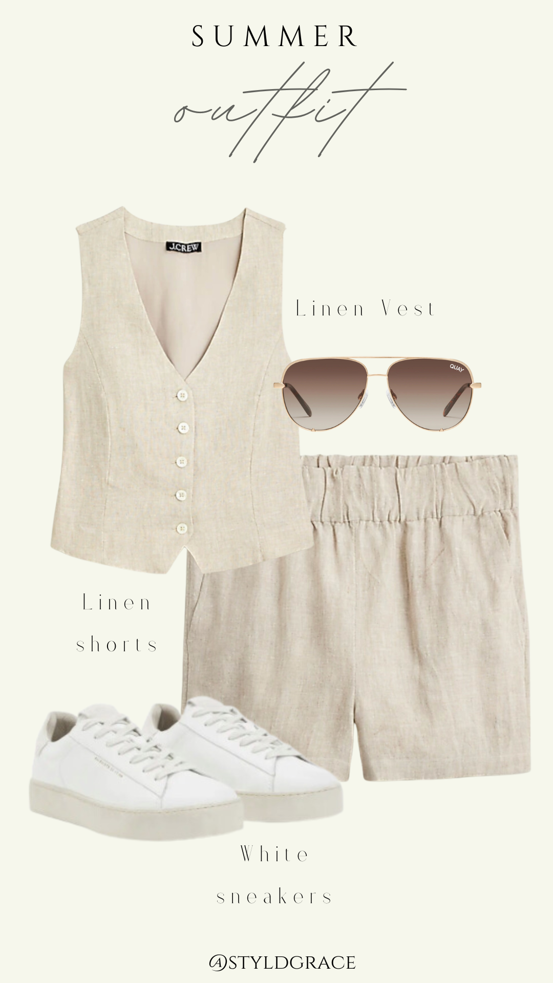 Styl'd Grace Blogger Brittainy Lemelle summer outfit: linen vest and shorts