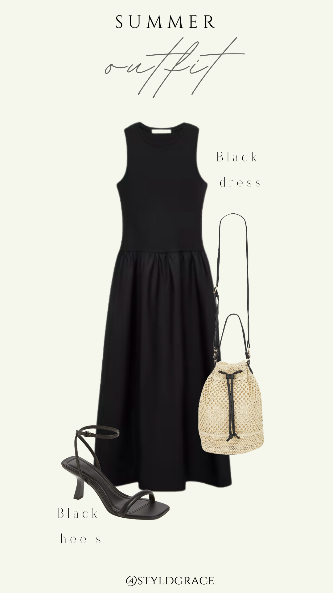 Styl'd Grace Blogger Brittainy Lemelle perfect summer wardrobe capsule: black dress and heels