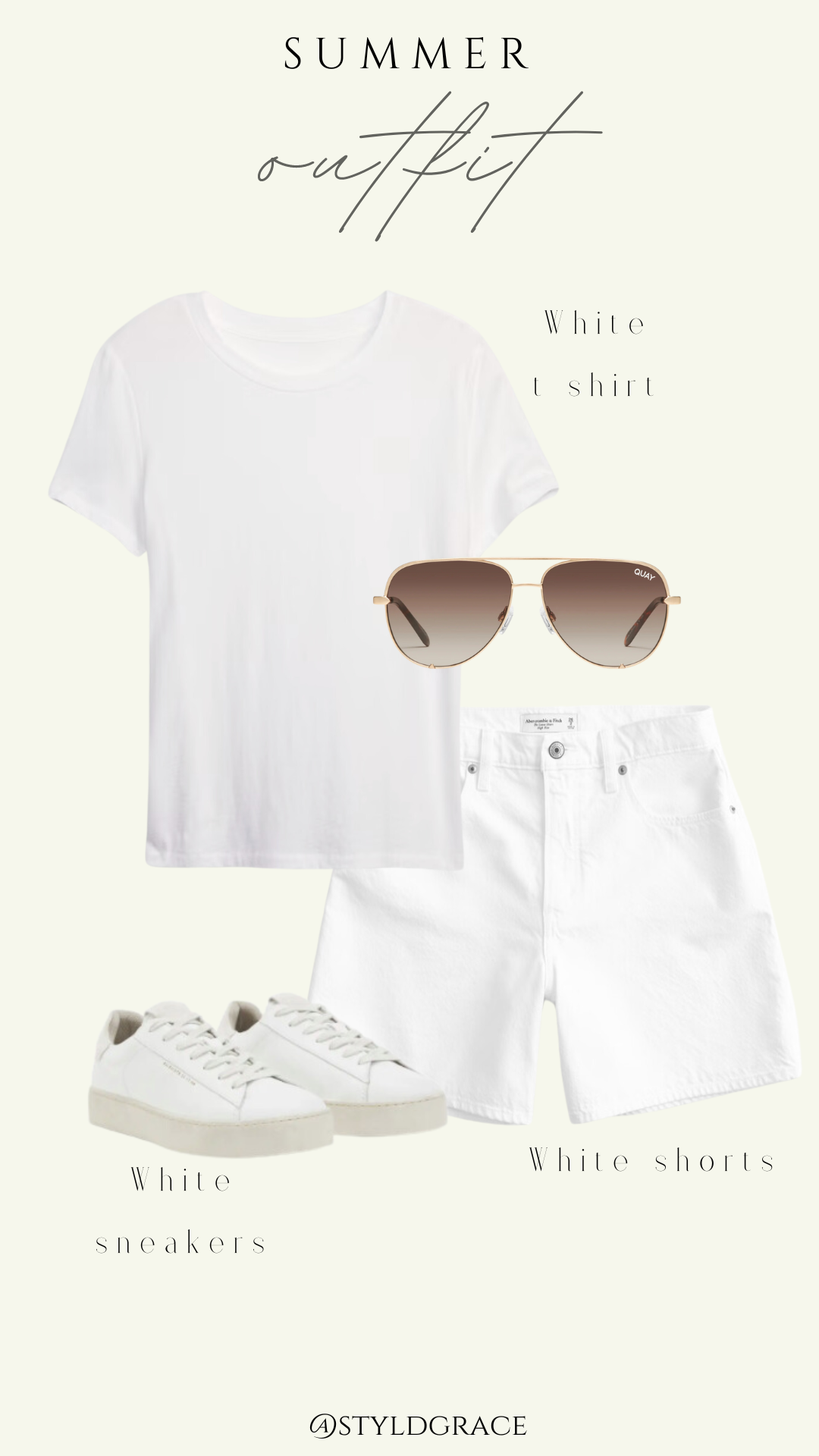 Styl'd Grace Blogger Brittainy Lemelle summer outfit white t shirt and white shorts