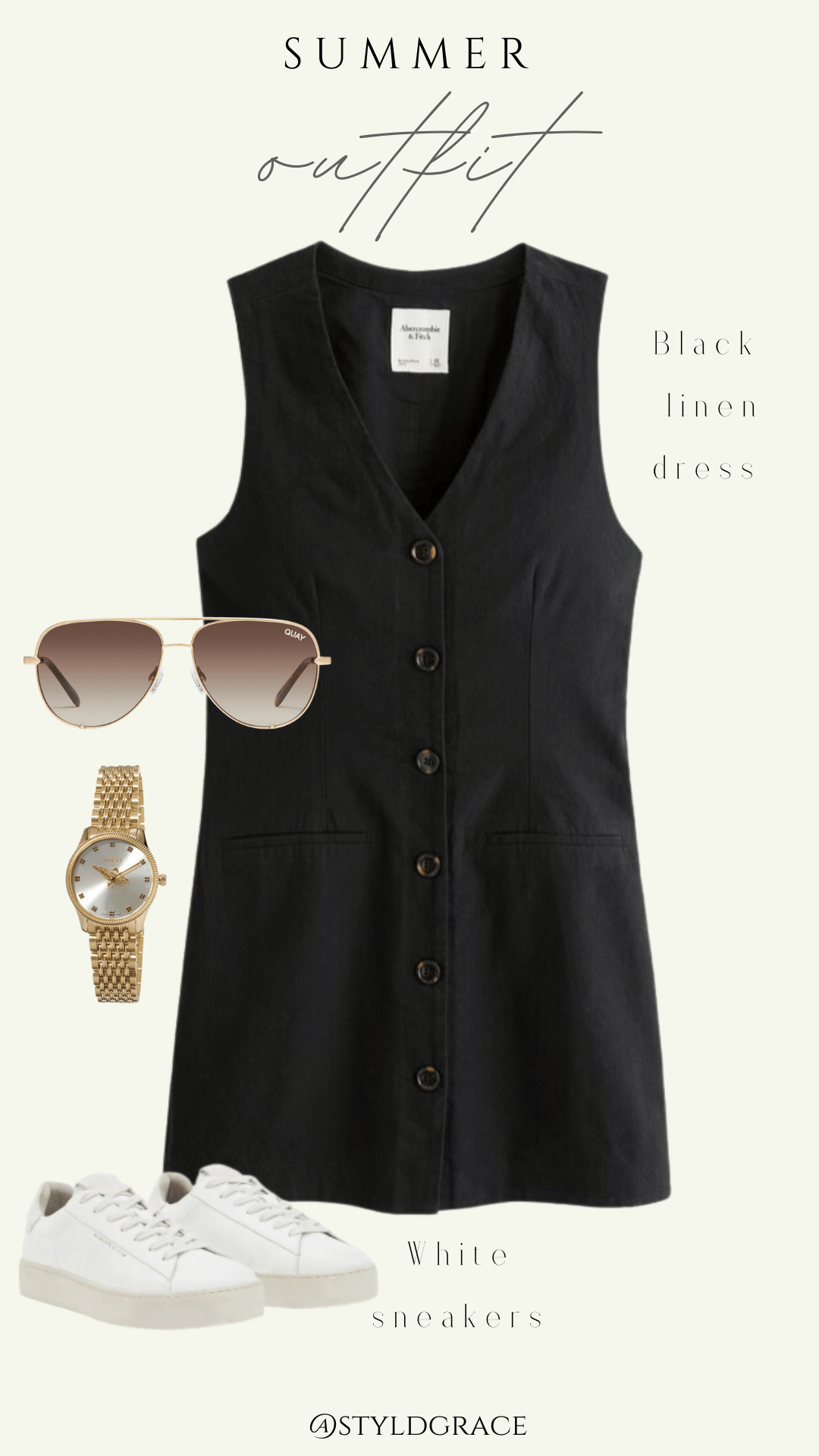 Styl'd Grace Blogger Brittainy Lemelle perfect summer wardrobe capsule: black linen dress