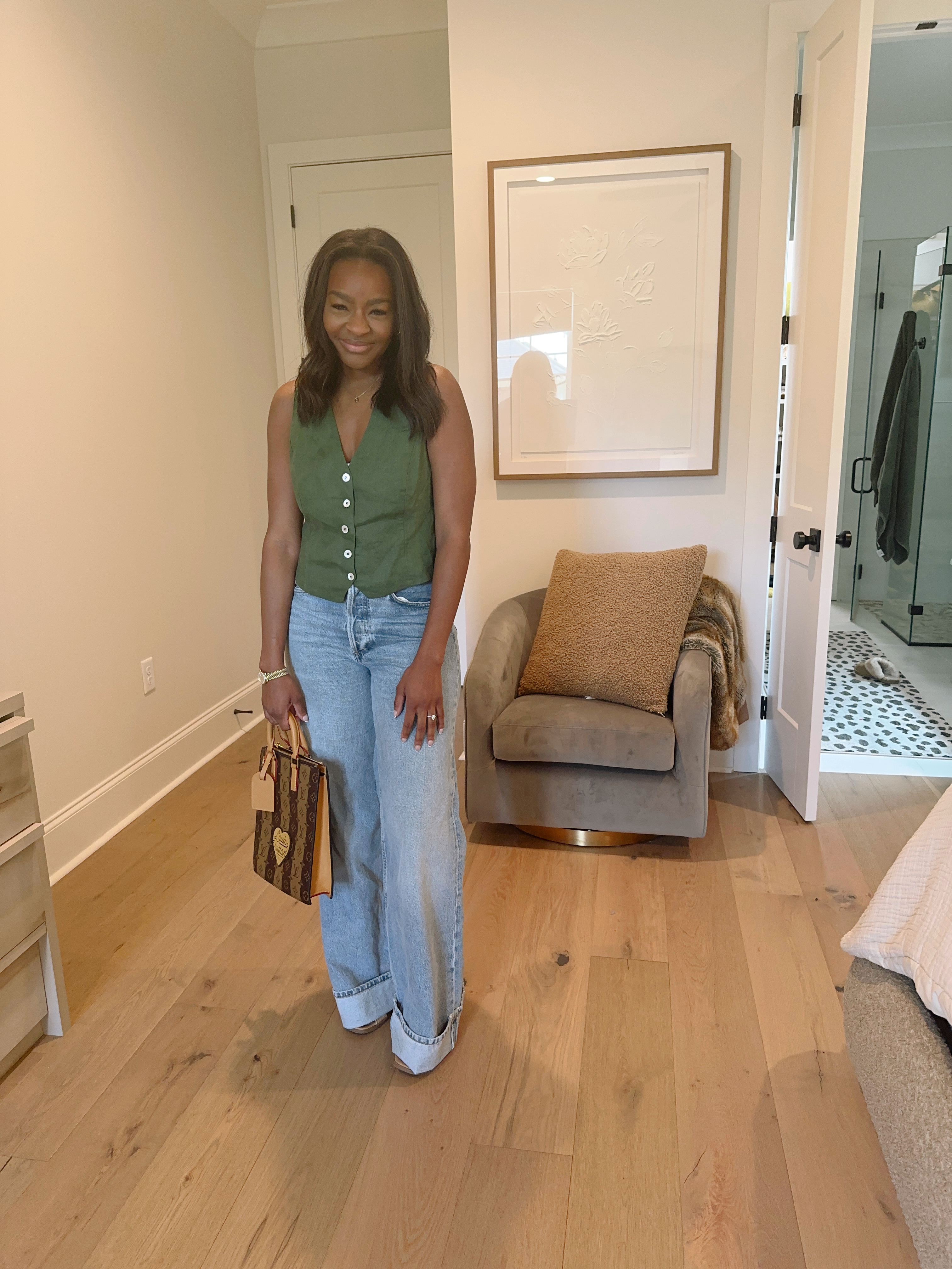 6 Pairs of Denim for Summer by Styl'd Grace Blogger Brittainy Lemelle:  Agolde dame wide leg denim jeans