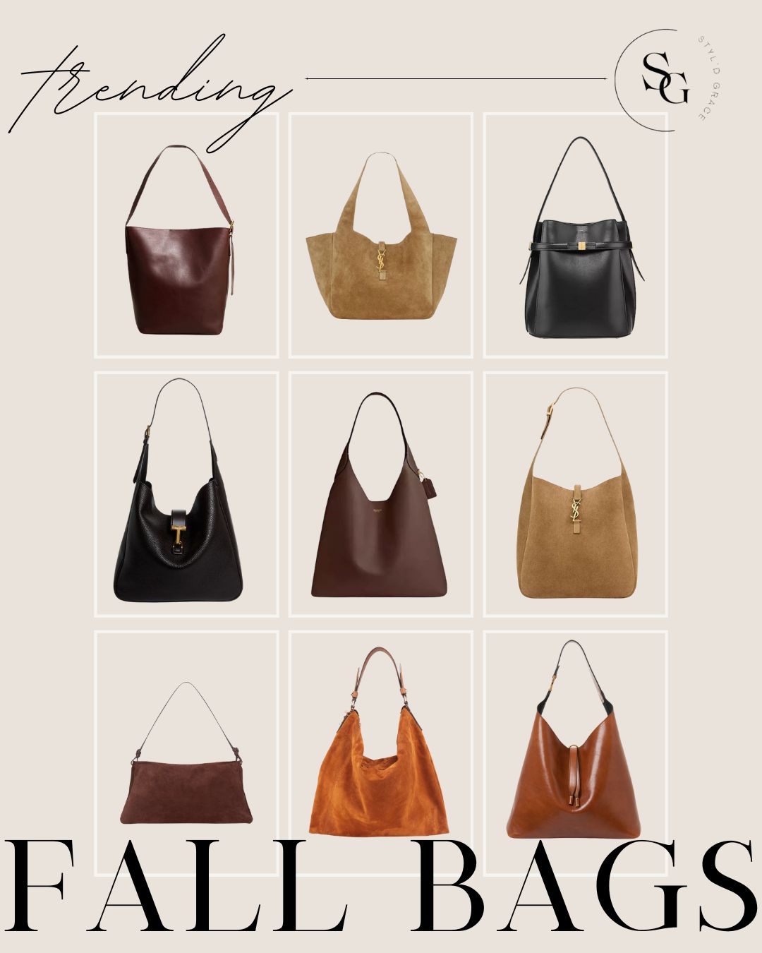 Styl'd Grace Blogger Brittainy Lemelle shares a collage of fall hobo bag